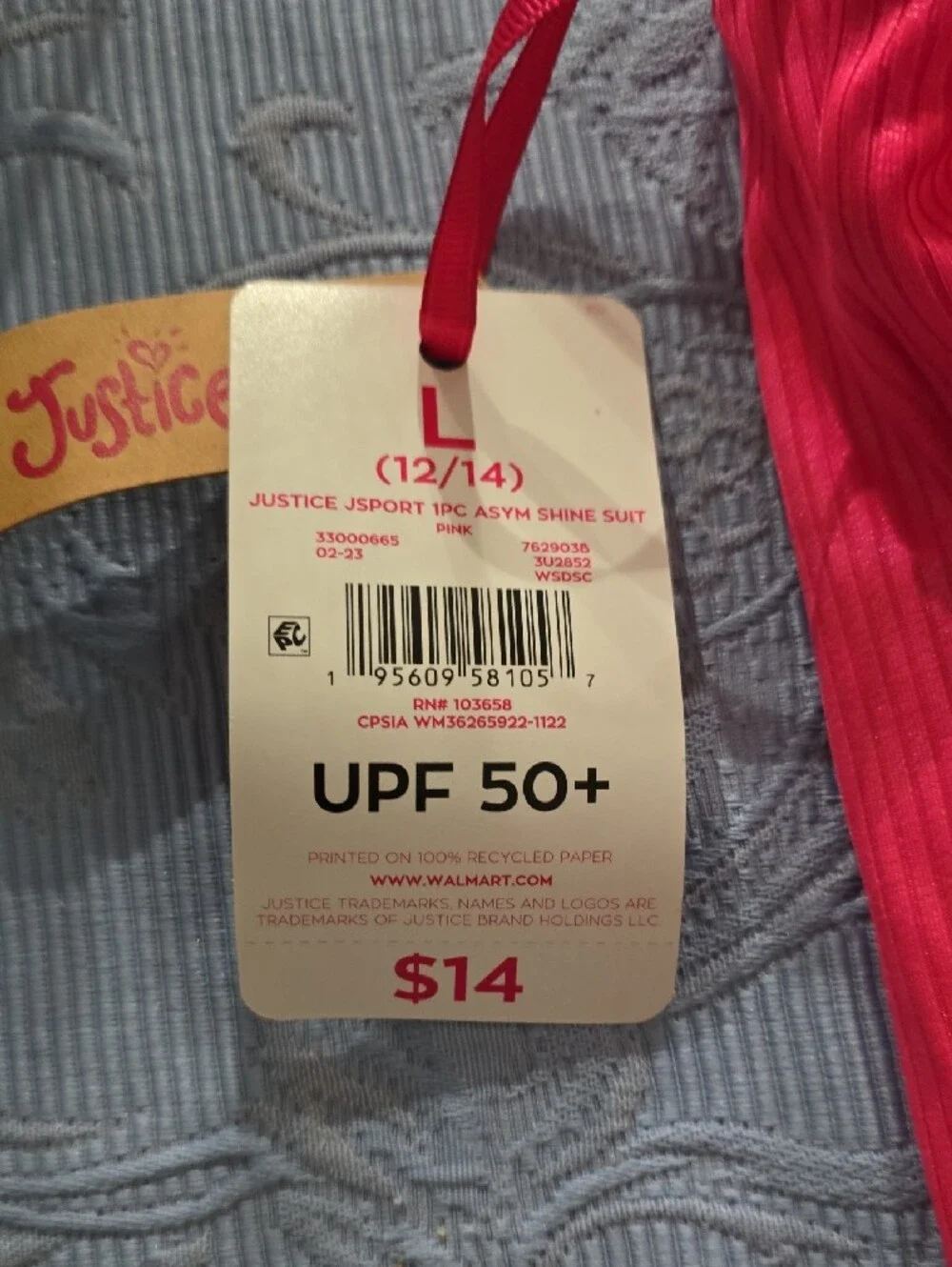 Justice Girls Bright Hot Pink One-Piece Swimsuit